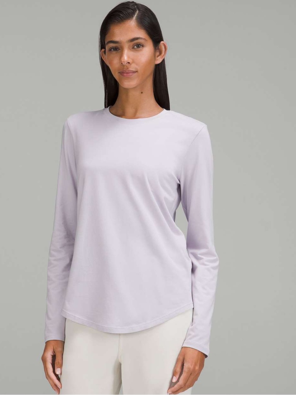 Avia Long Sleeve Crew Neck Top in Light Lavender